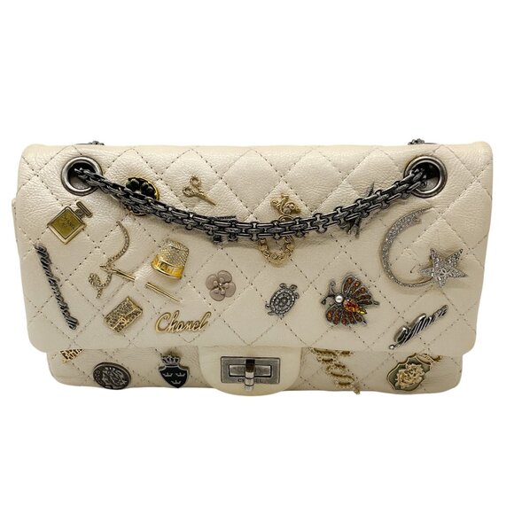 Chanel Ivory Metallic Quilted Aged Calfskin Leather Limited Edition Lucky Charms - Picture 1 of 16